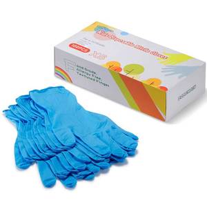 lot 14114 image: Nitrile Kids Gloves Disposable for 4-10 Years - Latex and Powder Free - for Kids Festival Preparation, Crafting, Painting, Gardening- Blue