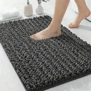 lot 14125 image: ILANGO Bathroom Rugs Dark Grey 32x20,Extra Soft Absorbent Chenille Bath Rugs,Thick Non-Slip Shaggy Bath Mat,Machine Washable Quick Dry Bath Mats for Bathroom Floor, Tub, Shower Accessories