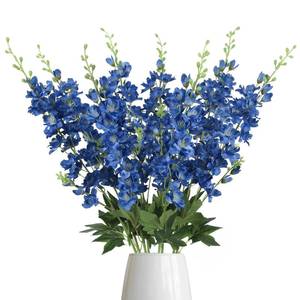 lot 14131 image: Blue Delphinium Artificial Flowers,8PCS Faux Delphinium Bulk 33.5 Long Stem Larkspur Silk Flowers for Tall Vase Table Centerpieces Wedding Home Garden Decor(Navy Blue)