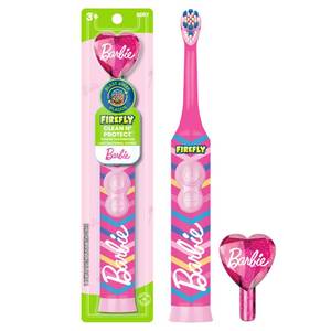lot 14135 image: FIREFLY Clean N Protect Barbie Toothbrush with Antibacterial Cover, Soft Bristles, Battery Included, Ages 3, 1 Count