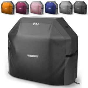 lot 14140 image: LIBZAKI Grill Cover 420D Waterproof, Weather Resistant, Rip-Proof, Anti-UV, Fade Resistant,Gas Grill Cover for Weber,Char Broil,Nexgrill Grills, etc.64 inches-Black