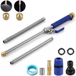 lot 14141 image: High Pressure Power Washer Wand, Watering Sprayer Cleaning Tool, Hydro Jet Water Hose Nozzle, Wand Lance for Gutter Patio Car Pet Window blue