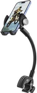 lot 14148 image: Gooseneck Phone Holder for Wheelchair, Stroller, Golf Cart, Boat, Mic Stand, Indoor Cycling Bike, Gym Bicycle Handlebar Clamp for iPhone Air 17 Pro Max 16 15 14 13 12 Plus, S25, 4.7 to 7 Smartphones