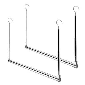 lot 14156 image: Adjustable Hanging Closet Rod, Extender Hanging Rod, Closet Hanging Organizer, Heavy Duty Closet Bar, Hanging Rod (2 Pack, Chrome)