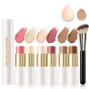 lot 14164 image: ROSAWEE 6 Colors Cream Contour Stick Makeup Kit, Double-ended Cream Bronzer Stick Highlighter and Blush Stick Set for Sculpt the Cheeks, Buildable Easy to Apply for Beginners, Set A