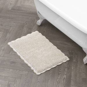 lot 14168 image: Laura Ashley Heathered Crochet Border 100% Cotton 17x24 Skid-Resistant Bath Rug, Taupe Sandshell