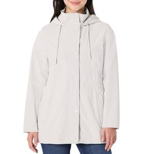 lot 14172 image: Amazon Essentials Womens Relaxed-Fit Lightweight Waterproof Long Hooded Rain Jacket, Eggshell White, Small