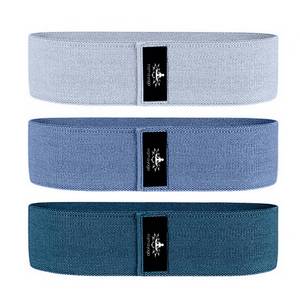 lot 14176 image: Hatha Yoga Large Resistance Band,14.5 x3.15,Fabric Exercise Loop Bands with Instruction Guide and Carry Bag, Set of 3.