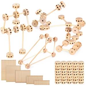 lot 14196 image: Zhanmai 2 Sets120 Pcs Wooden Building Blocks Toys Kids Educational Natural Wood Toys Learning Wooden Blocks Different Sized Toy Building Sets for Boys Girls