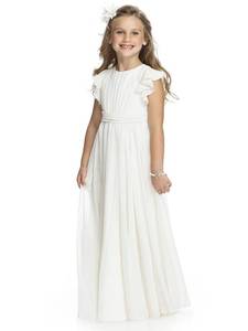 lot 14205 image: ABaoWedding Fancy Chiffon Flower Girl Dresses Flutter Sleeves Junior Bridesmaid Dress(Size 8,White)