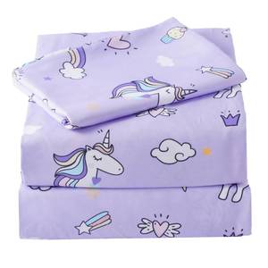 lot 14221 image: Bunnikins & Clover Unicorn Kids Sheet Set Twin Size, 3 Piece Soft Microfiber Twin Bed Sheets, Deep Pocket Unicorn Sheets Twin for Boys Girls