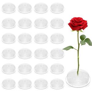 lot 19869 image: 24 Pcs Plastic Flower Frogs for Arrangements Vase, Frog Flower Holder with Pins, Floral Frogs for Arrangements, Transparent Pin Frog for Flowers, for WeddingParty Decor(2.75 Diameter)