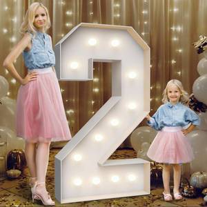lot 19913 image: 4FT Marquee Light Up Numbers 2,Party Decoration Large Marquee Light Up Letters with Weighted Water Bag,Pre-cut Foam Board Set Can Be Used for Birthdays,Weddings,Baby Anniversaries
