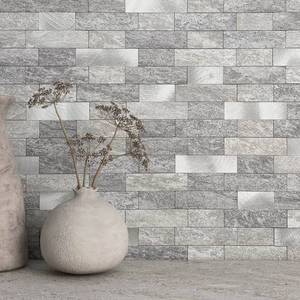 lot 19929 image: BeNice Kitchen Backsplash Peel and Stick Tile Stickers 3D Brick Matte,Linear Mosaic Sticky Tiles for Bathroom Shower Wall Fireplace Surround(10 pcs Gray Mix)