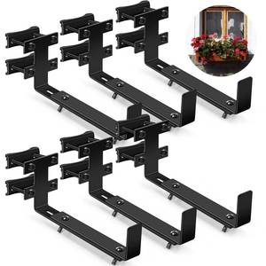 lot 19932 image: MorningRo 6 Pcs Window Box Brackets, Adjustable Heavy Duty Deck Railing Planter Box Brackets, Outdoor Flower Holder for Patio Garden Fence Balcony