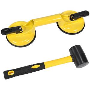 lot 19938 image: Floor Gap Fixer Tool for Laminate Floor Gap Repair Plank Grabber Includes Heavy Duty Aluminum Suction Cup and Fiberglass Handle Rubber Mallet (Cant Use on Scraped Surface Floor)