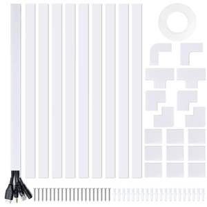 lot 20015 image: 157in Cord Hider Kit, Cord Covers for Wires on Wall, Cable Hider Cord Organizer, Wire Hiders for TV on Wall, Cord Concealer, Cable Cover Wall Wire Management, 10X L15.7 W0.96 H0.58in, White