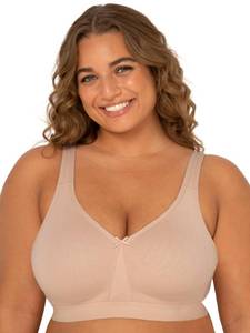 lot 20072 image: Fruit of the Loom womens Plus Size Wireless Cotton Full Coverage Bra, Sand, 44D US