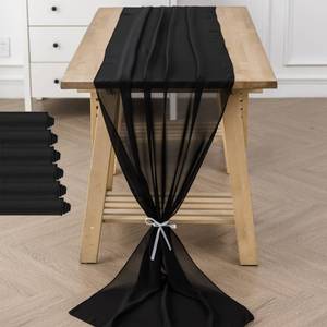lot 20087 image: 1Pack 10ft Chiffon Table Runner 29x120 Inch Sheer Romantic Table Runner for Wedding Birthday Party Bridal Shower Outdoor Decoration-Light Pink