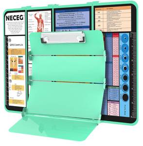 lot 20088 image: Nursing Clipboard Foldable, 4-Layer Aluminum Clipboard with Medical Cheat Sheets & Pen Clip Pocket Size �� Nurse Gifts for Nurses, Nursing Students & Doctors -Mint