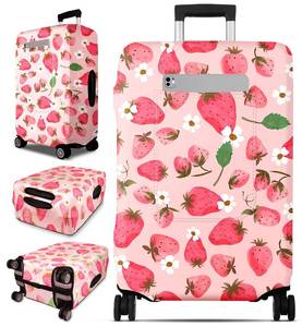 lot 20089 image: Slohif Luggage Cover for Suitcase Tsa Approved Protector - Luggage Sleeve Large Suit Case Cover Travel Stretch Baggage Case Protective Washable Fit 18-32 Inch Strawberries S