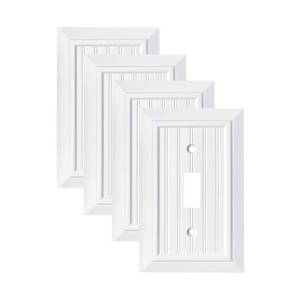 lot 20102 image: Pure White Classic Beadboard Wall Plates,Light Switch Covers,Electrical Outlet Covers, Switch Plates of Various Combination, Nature Bamboo Fiber Wall plate (1 Gang Toggle 4 Pack)