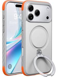 lot 20115 image: TORRAS Q3 Rugged for iPhone 17 Pro Max Case with 360 Magnetic Stand, Tough 7X Mil-Grade Protection Fit for MagSafe, Anti-Slip Grippy Sides Camera Control Button,Microfiber Lining, Sandstone Gray