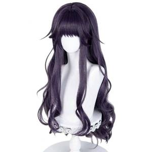 lot 20118 image: LABEAUT� Long Curly Purple Cosplay Wig for Men Woman for Short Straight Cosplay Wig with Bangs for Anime Heat Resistant Hair for Party and Halloween