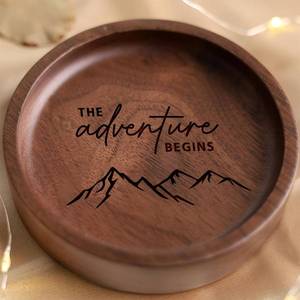 lot 20120 image: La Boda Personalized Wooden Ring Tray, Engraved Rings Holder, Engagement Ring Dish with Initials and Date, Custom Wedding Gifts for Couple, Birthday Gifts for Her, Bridal Shower