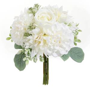 lot 20484 image: Wedding Bouquets for Bridesmaids, White Artificial Rose Flowers, Silk Bouquet Set for Bride, Church Ceremony Wedding Decoration (7����)