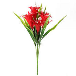 lot 14190 image: Artificial Tropical Red and Green Decorative Flower Bundle