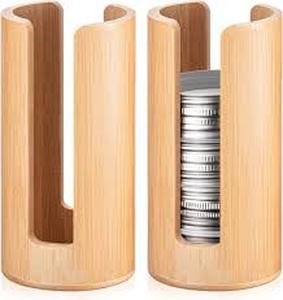 lot 19889 image: Deepredcoast Bamboo Jar Lid Organizer Holders