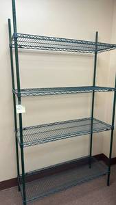 lot 11610 image: Green Metal Wire Shelving Unit 4-Tier Storage Rack 5��