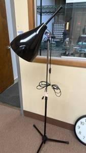 lot 11622 image: Black Adjustable Floor Lamp with Tripod Base