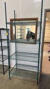 lot 11629 image: Green Wire Metal Storage Shelving Unit 4��