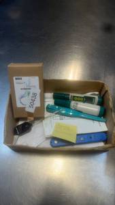lot 15008 image: Assorted Box of Water Testing Equipment with pH Meters and Thermometers