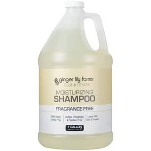lot 503 image: See Photo for Amount Ginger Lily Farms Club & Fitness Moisturizing Shampoo for All Hair Types, 100% Vegan & Cruelty-Free, Fragrance Free, 1 Gallon (128 fl oz) Refill - Retail $20