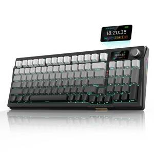 RedThunder K95 Wireless Mechanical Keyboard,TFT Screen & Knob, Trip-Modes Connection, Gasket Custom Hot-Swap Keyboard, RGB Backlit, Pre-lubed Linear Switches, Side Printed PBT Keycaps, Gray Gradient - Retail: $90
