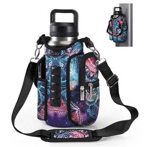 lot 596 image: icolor Magnetic Gym Bag Water Bottle Carrier Holder with Phone Pockets & Shoulder Strap,5 Built-in Magnets Gym Bottle Pouch Sleeve,Magnetic Bag Gym Accessories Organizer for Men Women (Mandala) - Retail $16