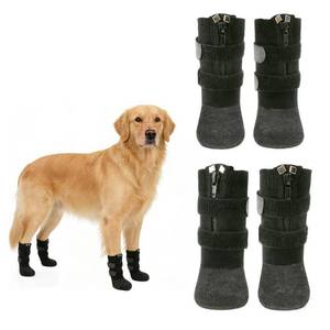lot 635 image: Phaechild Anti Slip Dog Socks Boots with Zipper,Waterproof Dog Shoes to Prevent Licking Paws,Winter Snow Rain DaysHot Pavement Protection for Small Medium Large Senior Dogs Black M - Retail $19