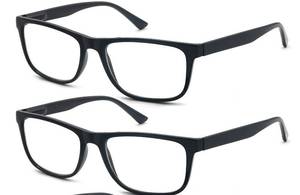 lot 730 image: OLOMEE Wide Black Reading Glasses for Men 1.50 Large Oversized Readers Lightweight Square Eyeglasses for Reading for Big Head 2 Pack Spring Hinge Comfortable Fit - Retail $17