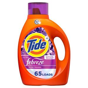 lot 789 image: Tide Ultra Febreze Liquid Laundry Detergent, Spring and Renewal scent, 92 fl oz, 65 Loads, Laundry Detergent Liquid with All-Day Freshness - Retail $16