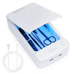 lot 798 image: Nail Tool Sterilizer with Blue Light,LXIANGN Portable USB Sterilizating Box for Manicure Salon,Tweezers,Tattoo,Scissors,Jewelry,Phone, Watch,Keys - Retail $16