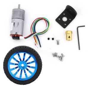 lot 801 image: DC 6V DIY Encoder Gear Motor with Mounting Bracket 65mm Wheel Kit Micro Speed Reduction Motor Mini Motor for Art Car Robot Model DIY Engine Toy(100RPM)