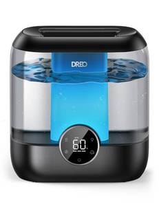 lot 811 image: DREO 6L Top Fill Humidifiers for Bedroom, 60H Runtime 28 dB Quiet Supersized Cool Mist Air Humidifiers for Large Room, Baby Nursery, Plant, Indoor, Night Light, Easy to Clean, Precise Humidity Control - Retail $60