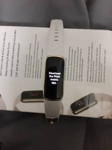 Fitbit Luxe Soft Gold Stainless Steel Case & Lunar White Band - Retail: $160