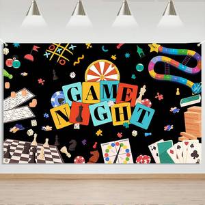 lot 941 image: Mocsicka Game Night Backdrop - Game Night Party Banner Decorations Supplies, Gamble Gaming for Kids Adults Player Birthday Background, Gamer Banner Photo Booth Props - Retail $9