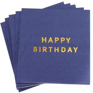 lot 942 image: Vuzvuv 52 Pack Gold Foil Happy Birthday Cocktail Napkins - Birthday Party Dinner Hand Napkin for Party Supplies Decorations Table Decor for women man(5 Folded 3 Ply-Deep Blue) - Retail $10