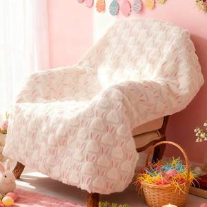 lot 944 image: Gilprop Easter Blanket Throw Pink Bunny Ears White Rabbit Harvest Soft Fuzzy Plush Faux Fur Cozy Blankets for Couch Sofa Bed Lounging Ideal Gifts for Holiday Adults Wife Self 50 x 60 Inches - Retail $35