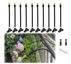 lot 961 image: 10pk Brass Misting Nozzles Tee 8 inch 360 Degree Adjustable Copper Sprayer, Compatible with14 trubing Hose Watering Plant Drip Irrigation Pneumatic Fittings Connection for Watering Garden(10pk) - Retail $18